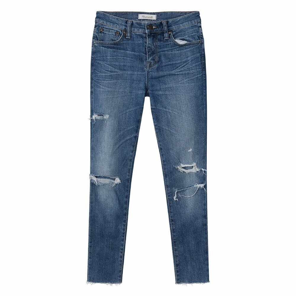 MADEWELL 9” High Riser Skinny Skinny Medium Wash Distressed Jeans Size 26T